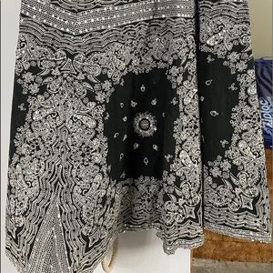 Black Cotton Skirt w/holographic & black sequins